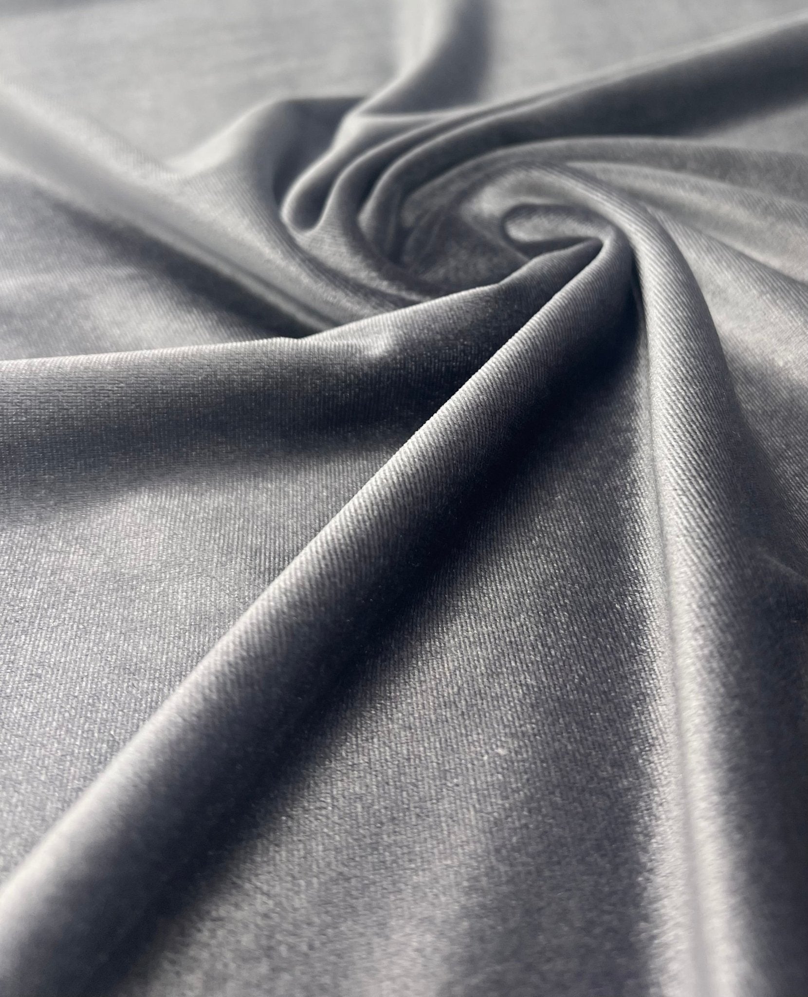 Silver Grey Plain Velour Spandex Stretch Fabric - T9 Fabrics